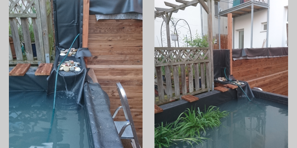 Ablauf aus dem Bach ins Pflanzenbecken